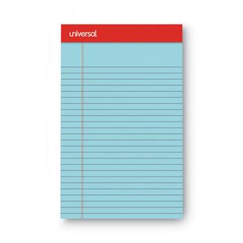 Universal Colored Perforated Writing Pads, Narrow Ruled, 5&quot; x 8&quot;, Blue Paper, 50 Sheets/Pad, 12 Pads