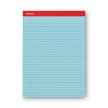 Universal Colored Perforated Writing Pads, Wide Ruled, 8.5&quot; x 11&quot;, Blue Paper, 50 Sheets/Pad, 12 Pads