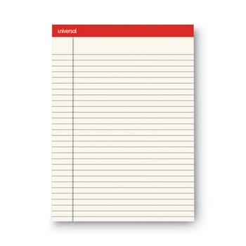 Universal Colored Perforated Writing Pads, Wide Ruled, 8.5&quot; x 11&quot;, Ivory Paper, 50 Sheets/Pad, 12 Pads