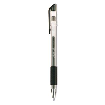 Universal Comfort Grip Gel Pen, Stick, Medium 0.7 mm, Black Ink, Clear Barrel, Dozen