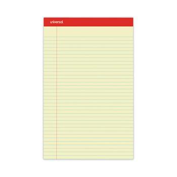 Universal Perforated Ruled Writing Pads, Wide Ruled, 8.5&quot; x 14&quot;, Canary-Yellow Paper, 50 Sheets/Pad, 12 Pads