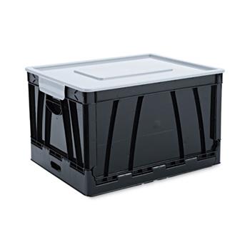 Universal Collapsible Crate, Letter/Legal Files, 17.25&quot; x 14.25&quot; x 10.5&quot;, Black/Gray, 2/Pack