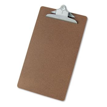 Universal Hardboard Clipboard, 1.25&quot; Clip Capacity, Holds 8.5 x 14 Sheets, Brown