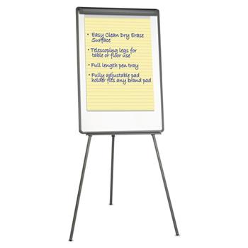Universal Tripod-Style Dry Erase Easel, Easel: 44&quot; to 78&quot;, Board: 29 x 41, White/Black