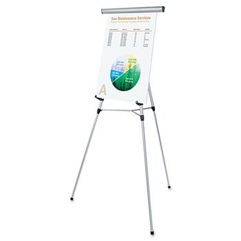 Universal 3-Leg Telescoping Easel with Pad Retainer, Adjusts 34&quot; to 64&quot;, Aluminum, Silver