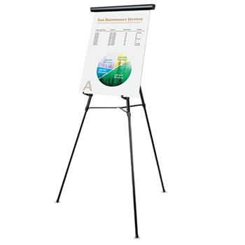 Universal 3-Leg Telescoping Easel with Pad Retainer, Adjusts 34&quot; to 64&quot;, Aluminum, Black