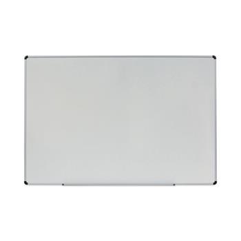 Universal Dry Erase Board, Melamine, 72 x 48, White, Black/Gray Aluminum/Plastic Frame