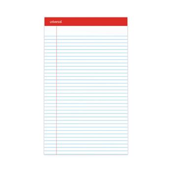 Universal Perforated Writing Pads, Wide Ruled, 8.5&quot; x 14&quot;, White Paper, 50 Sheets/Pad, 12 Pads
