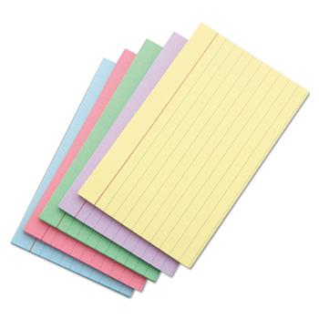 Universal Index Cards, Ruled, 3 in x 5 in, Assorted Colors, 100 Cards/Pack
