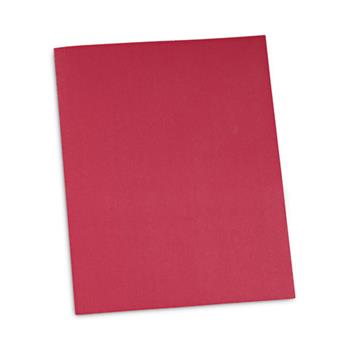 Universal Two-Pocket Portfolio, Embossed Leather Grain Paper, 11 x 8.5, Red, 25/Box