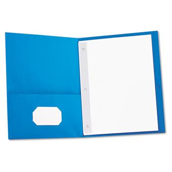 Universal Two-Pocket Portfolios with Tang Fasteners, 0.5&quot; Capacity, 11 x 8.5, Light Blue, 25/Box
