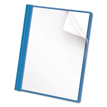 Universal Clear Front Report Cover, Prong Fastener, 0.5&quot; Capacity, 8.5 x 11, Clear/Light Blue, 25/Box