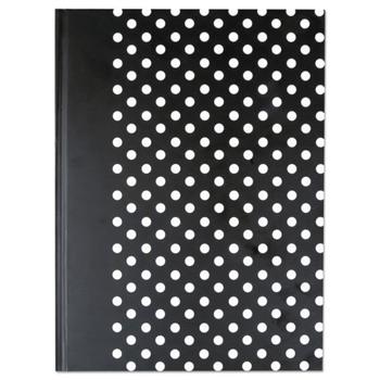 Universal Casebound Hardcover Notebook, Wide Ruled, 7.63&quot; x 10.25&quot;, White Paper, Black/White Cover, 150 Sheets