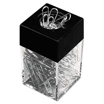 Universal Paper Clips with (1) Magnetic-Top Desktop Dispenser, #2, Smooth, Silver, 100 Clips/Box, 12 Boxes/Pack