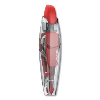 Universal Retractable Pen Style Correction Tape, Transparent Gray/Red Applicator, 0.2&quot; x 236&quot;, 4/Pack