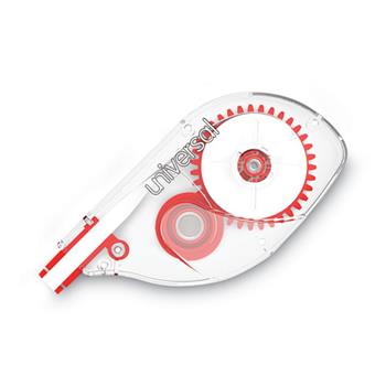 Universal Side-Application Correction Tape, Non-Refillable, Transparent Gray/Red Applicator,  0.2&quot; x 393&quot;, 10/Pack