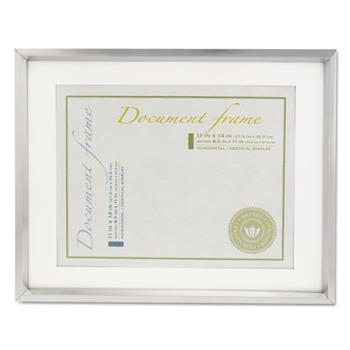 Universal Plastic Document Frame with Mat, 11 x 14 and 8.5 x 11 Inserts, Metallic Silver