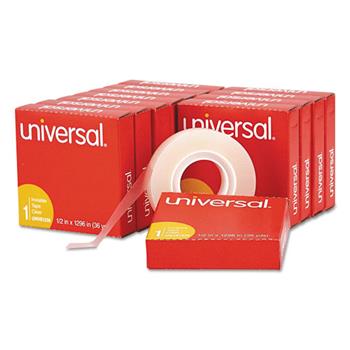 Universal Invisible Tape, 1&quot; Core, 0.5&quot; x 36 yds, Clear, 12/Pack