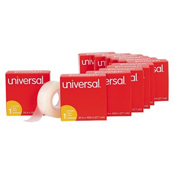 Universal Invisible Tape, 1&quot; Core, 0.75&quot; x 83.33 ft, Clear, 12/Pack
