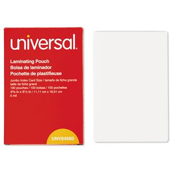 Universal Laminating Pouches, 5 mil, 6.5&quot; x 4.38&quot;, Crystal Clear, 100/Box