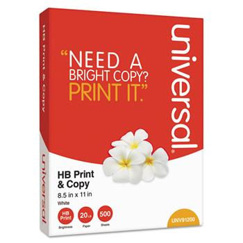 Universal Multi-Purpose Paper, 96 Bright, 20 lb, 8.5&quot; x 11&quot;, White, 500 Sheets/Ream, 10 Reams/Carton