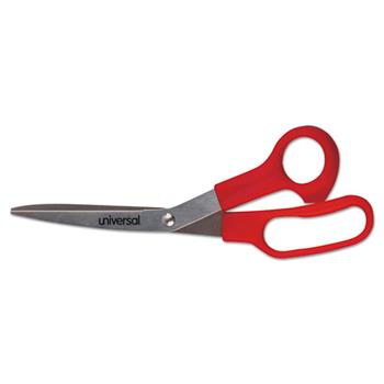 Universal General Purpose Stainless Steel Scissors, 7.75&quot; Long, 3&quot; Cut Length, Red Offset Handles, 3/Pack