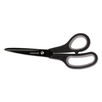 Universal Industrial Carbon Blade Scissors, 8&quot; Long, 3.5&quot; Cut Length, Black/Gray Straight Handle