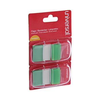 Universal Page Flags, Green, 50 Flags/Dispenser, 2 Dispensers/Pack