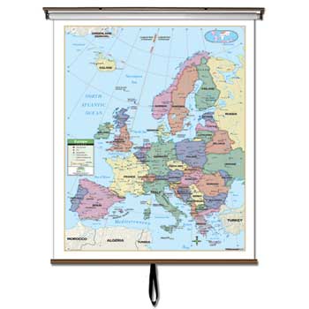 K Kappa Map Primary Wall Maps, Europe, 54&quot; x 69&quot;