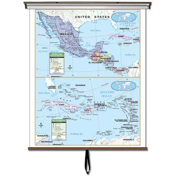 K Kappa Map Primary Wall Maps, Central America, 54&quot; x 69&quot;