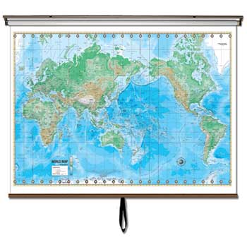 K Kappa Map Advanced Wall Maps, World Physcial, 64&quot; x 54&quot;