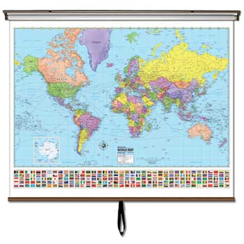 K Kappa Map Advanced Wall Maps, World Political, 64&quot; x 54&quot;