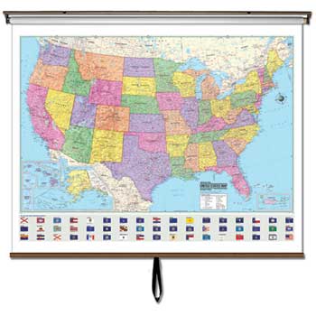K Kappa Map Advanced Wall Maps, USA Political, 64&quot; x 54&quot;