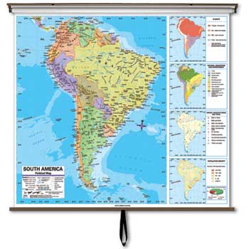 K Kappa Map Advanced Wall Maps, South America Political, 64&quot; x 54&quot;