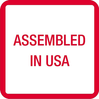 W.B. Mason Co. Labels, Assembled in U.S.A., 1 in x 1 in, Red/White, 500/Roll