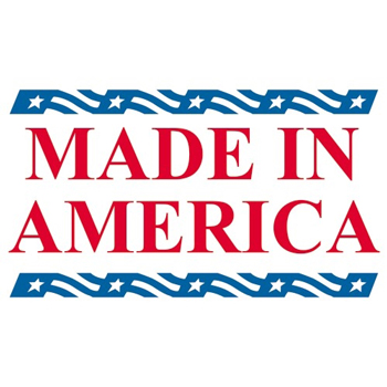 W.B. Mason Co. Labels, Made in America, 2-1/2 in x 5 in, Red/White/Blue, 500/Roll