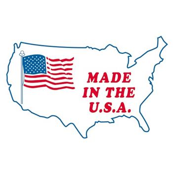 W.B. Mason Co. Labels, Made in the U.S.A., 3 in x 4-1/2 in, Red/White/Blue, 500/Roll