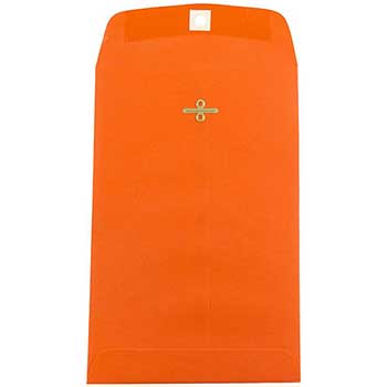 JAM Paper Open End Catalog Envelopes with Clasp Closure, 6&quot; x 9&quot;, Orange Recycled, 100/CT
