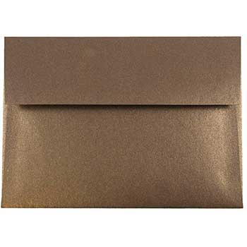 JAM Paper A7 Metallic Invitation Envelopes, 5 1/4&quot; x 7 1/4&quot;, Bronze Stardream, 25/PK