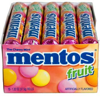 Mentos Chewy Mints, Mixed Fruit, 15/BX