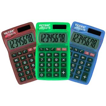 Victor 700BTS Teacher’s Kit 10 Pack – 8 Digit Pocket Calculators in Translucent Bright Colors