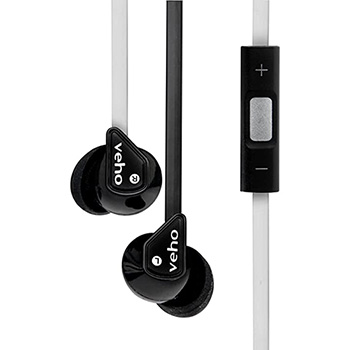 Veho Veho 360 Degree Z-2 Earbuds - Black/White - Stereo - Mini-phone - Wired - Binaural - In-ear - 3.94 ft Cable