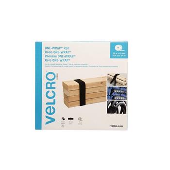 VELCRO Brand ONE-WRAP Cut-To-Fit Standard-Ties, 0.75&quot; x 49 ft, Black