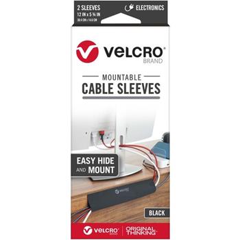 VELCRO Brand Mountable Cable Sleeves, 5.75&quot; x 12&quot;, Black, 2/Pack