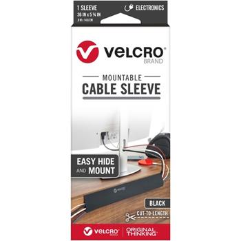 VELCRO Brand Mountable Cut-To-Length Cable Sleeves, Black, 2/Pack