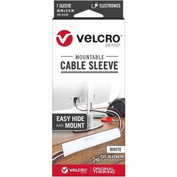 VELCRO Brand Mountable Cut-To-Length Cable Sleeves, White, 2/Pack