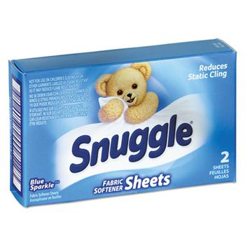 Snuggle Vend-Design Fabric Softener Sheets, Blue Sparkle, 2 Sheets/Box, 100 Boxes/Carton