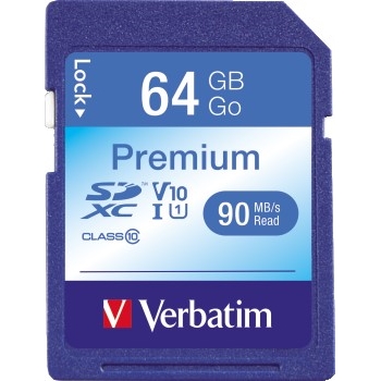 Verbatim 64GB Premium SDXC Memory Card, UHS-1 Class 10