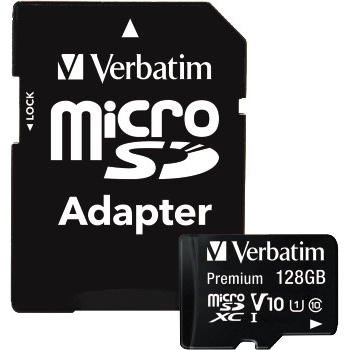 Verbatim&#174; microSDXC Card with SD Adapter, Class 10, 128GB