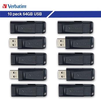 Verbatim Store &#39;n&#39; Go 64GB USB Flash Drive, 10/Pack
